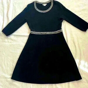 Paule Ka wool and cashmere dress, size M, round  neck, lace-like knit detailing​